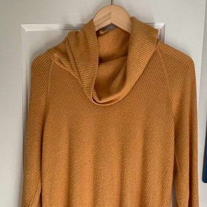 Anthropologie Maeve | Mustard Yellow Vanna Cowl Neck Lightweight Sweater, Medium